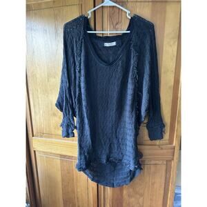 Free People We The Free Women’s Black Boho Open Knit Sweater Size M